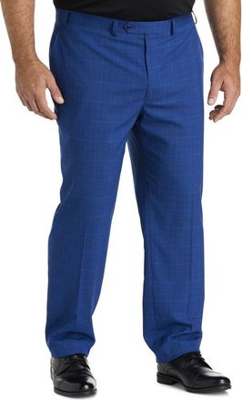 Michael Kors Big & Tall Windowpane Suit Pants in Blue at Nordstrom, Size 52 X 32