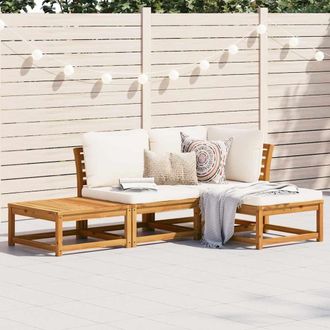 vidaXL Vidaxl - Set De Muebles De Jard&iacute;n 4 Pzs Y Cojines Madera Maciza Acacia