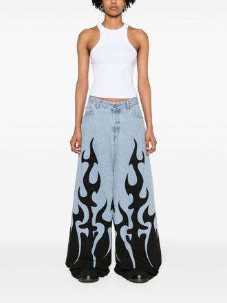 VETEMENTS Logo-Embroidered Cotton Tank Top - White