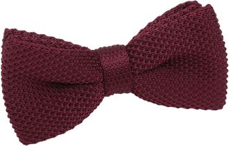 DQT Men Knit Knitted Plain Casual Pre-Tied Bow Tie - Cabernet Red