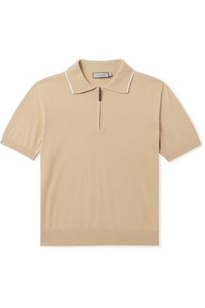 Canali Ribbed Cotton Polo Shirt