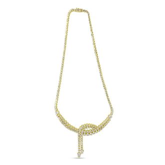 House of Brilliance 14k Yellow Gold 17.0 Cttw Diamond Double Row Lariat 18 Inch Tennis Necklace with Pear Shape Diamond Drop Tips (I-J Color, VS2-SI1 Clarity)