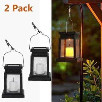 OEM Paquete De 2 Faroles Solares Peque&ntilde;os - Velas Led Colgantes Impermeables Para Jard&iacute;n Y Mesa - Iluminaci&oacute;n Ambiental Parpadeante Para Exteriores