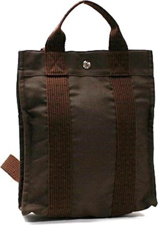 Herm&egrave;s Her Line Brown Canvas Backpack (Pre-Owned)