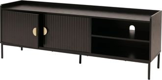 Hhg [nunca Usado] Mueble Para Tv Hhg-706, Mueble Bajo Para Tv, Aparador, Melamina Mdf 56 X 150 X 40 Cm, Aspecto Madera Negro
