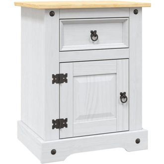 vidaXL Vidaxl - Mesita de noche Corona Range pino mexicano blanco 53x39x67 cm