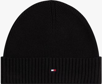 Tommy Hilfiger Mens Cotton-Cashmere Blend Beanie - Black