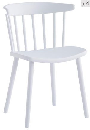 Nordlys Set 4 sillas escandinavas en polipropileno blanco