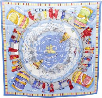 Hermès 2010s 90 Prieres Au Vent Scarf - women - Silk - One Size - Blue