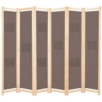 vidaXL Biombo Divisor De 6 Paneles De Tela Marr&oacute;n 240x170x4 Cm Vidaxl