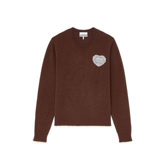 Ganni Logo-patch Crochet-trim Sweater