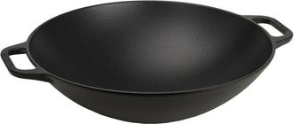 Victoria Victoria - 30926 Wok Hierro Fundido Esmaltado Inducci&oacute;n 35,5cm, Apta Fuego, Barbacoa, Horno Cast Iron Skillet Negro
