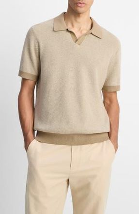 Vince Contrast Trim Johnny Collar Polo Sweater in Canyon/Horchata at Nordstrom Rack, Size X-Small