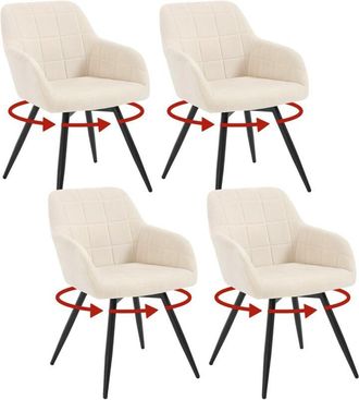 Woltu Woltu - Sill&oacute;n Giratorio Tapizado Moderno (4 Unidades), Color Beige