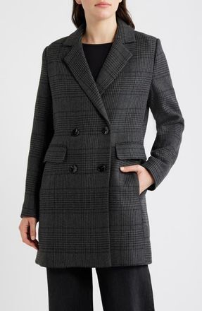 Bernardo Plaid Double Breasted Coat in Grey at Nordstrom, Size Xx-Large