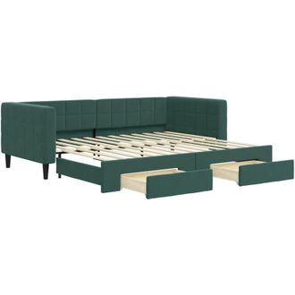 vidaXL Vidaxl - Sof&aacute; Cama Nido Con Cajones Terciopelo Verde Oscuro 90x200 Cm