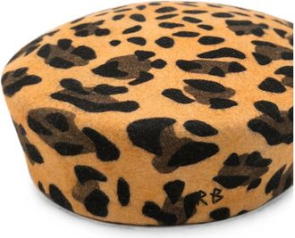 Ruslan Baginskiy MMM059 Leopard-Print Wool Beret - Beige
