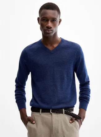 Le 31 Mens Responsible merino V-neck sweater