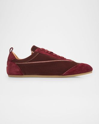 Jil Sander Etage Velvet and Suede Low-Top Sneakers