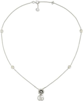 Gucci Ketting met Double G en Bloemhanger - Dames - Kettingen - Grijs - ONE Size - Accessoires