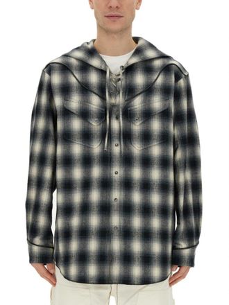 A&iuml;e Hooded Cotton Plaid Shirt
