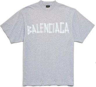 Balenciaga T-Shirts, male, Gray, S, Taped Logo T-Shirt
