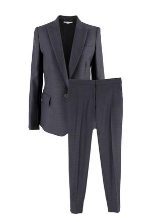 Stella McCartney Charcoal Grey Single Breasted Wool Blazer and Trouser Suit Size XXS