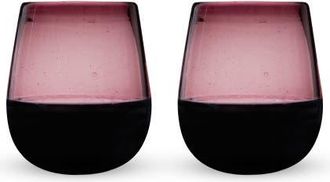 Twine Segunda Vida Rosado Recycled Stemless Wine Glasses Set of 2 in Pink at Nordstrom
