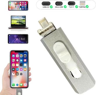 Trade Shop Trade Shop - Pen Drive Flashdrive Key Desde 128 Gb 4 En 1 Usb Para Iphone Ios Android Type C