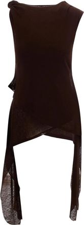 Ganni Sleeveless Tops, female, Brown, Size: S Marl Mesh Tie Knot Tank Top