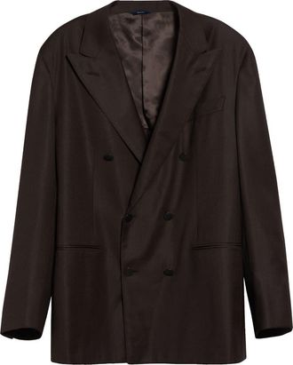 Thom Sweeney Double Breasted Wool Blazer in Dark Brown at Nordstrom, Size 44 Us