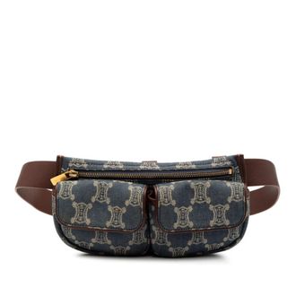 Celine Blue Brown Denim Leather Fanny Pack (Pre-Owned)