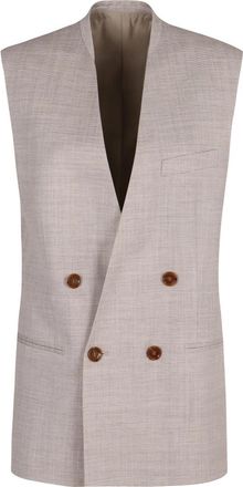 Philosophy di Lorenzo Serafini Double-breasted Waistcoat - Dames - Gillet - Grijs - XS - Wol - Kostuums