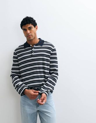 Arket polo a maniche lunghe a righe multicolore-Verde
