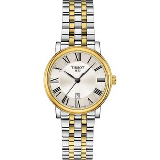 Tissot T-Classic Carson Bracelet Watch, 30mm in Silver/Gold at Nordstrom