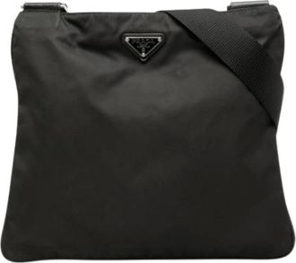 Prada Pre-owned Cross Body Bags, female, Black, Size: ONE SIZE Pre-owned Nylon Crossbody Bag