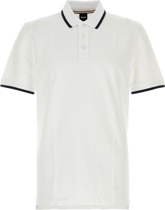 HUGO BOSS White Piquet Polo Shirt