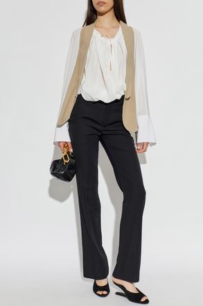 Balmain Asymmetrical Vest, Womens, Beige