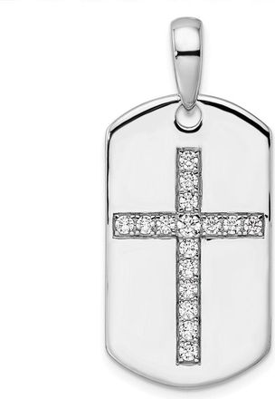 Diamond2Deal 14K Gold Lab Grown Diamond Cross Dog Tag Pendant (0.5ct, VS, D-E)