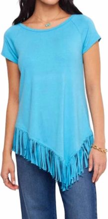 Karen Kane Angled Fringe Top In Sky Blue