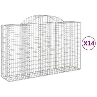 Berkfield Home Arched Gabion Baskets 14 pcs 200x50x120/140 cm Galvanised Iron in Silver