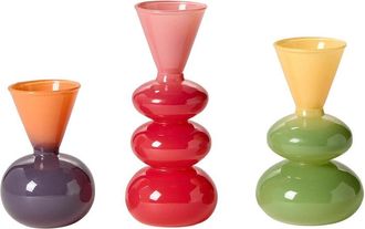 Tozai Home Home Set Of 3 Mixed Color Glass Vases