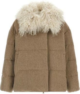 Yves Salomon Army Down Jacket - Dames - Winterjassen - Beige - S - Wol - Jassen