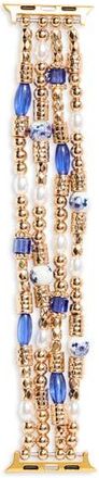 Nordstrom Rack Beaded Smart Watch Strap in Blue Multi- Gold at Nordstrom Rack