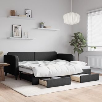 vidaXL Vidaxl - Sof&aacute; Cama Nido Con Cajones Tela Negro 90x190 Cm