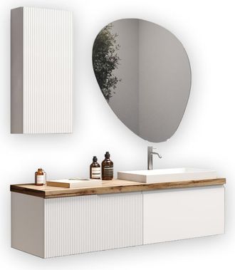 Aquadesign Mueble de baño 6 piezas en mdf blanco mate