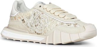 Dolce & Gabbana Womens Low-Top Sneakers Beige Calf Suede Trainers