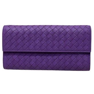 Bottega Veneta Pre-owned Wallets, male, Purple, Size: ONE SIZE Pre-owned Intrecciato Calf Leather Long Wallet