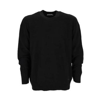 Calvin Klein Round-neck Knitwear, male, Black, Size: XS Rib Sleeve Engineered Top in Beige