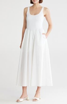 Melrose and Market Mixed Media Tank Dress in White at Nordstrom Rack, Size Xx-Large